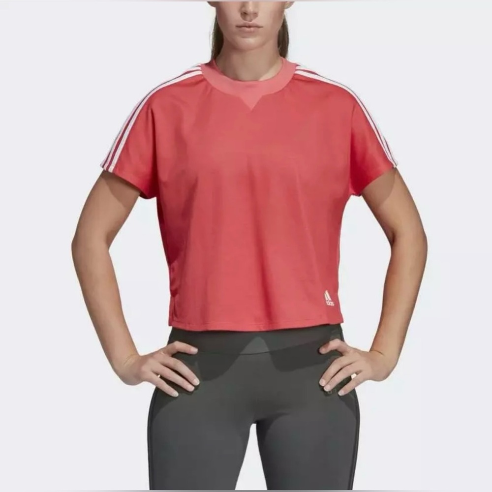 Adidas Sporty Tangerine Orange Crop Top Tee Shirt “atTEEtude” - Retro Look - M